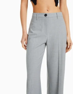 BERSHKA Pantalon wide leg passants Gris Cheap