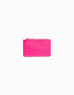 BERSHKA Porte-cartes plaque gravure imprimé animal Bleu clair Discount