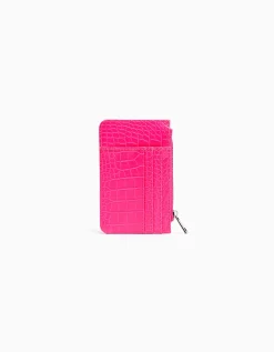 BERSHKA Porte-cartes plaque gravure imprimé animal Bleu clair Discount