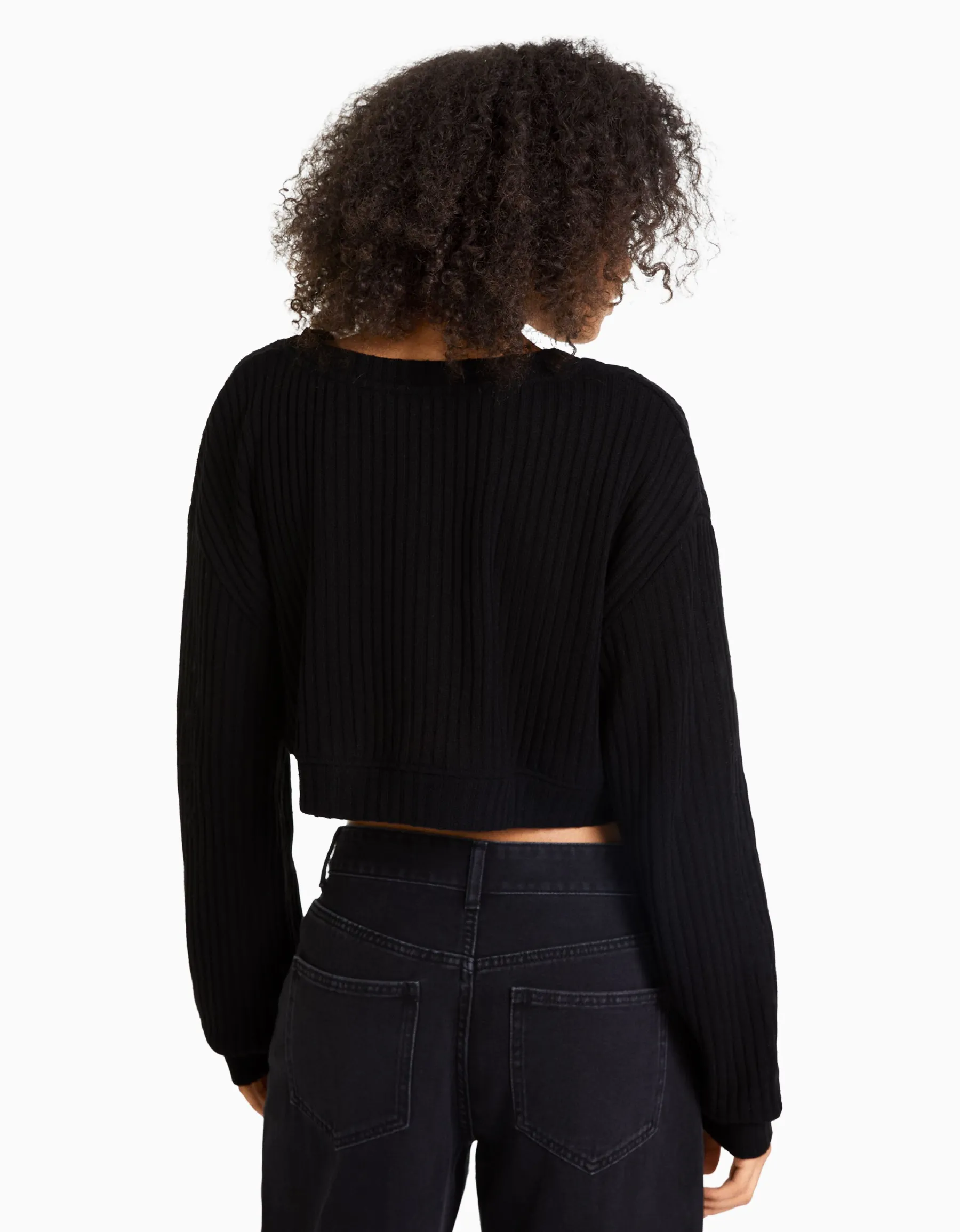 BERSHKA Pull à col en V Noir Best Sale