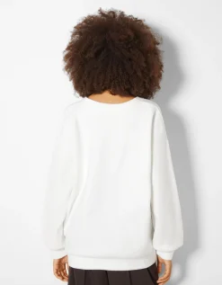 BERSHKA Pull à col en V Bleu Cheap