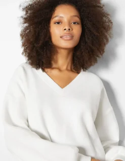 BERSHKA Pull à col en V Bleu Cheap