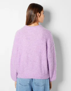 BERSHKA Pull à col rond Violet Cheap