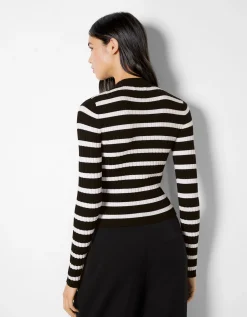 BERSHKA Pull bord-côte col roulé Noir Online