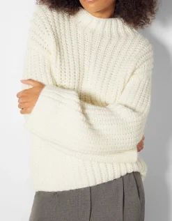 BERSHKA Pull col montant Blanc Best