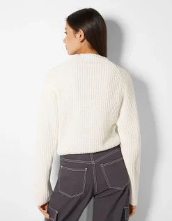 BERSHKA Pull col montant chenille Violet Best Sale