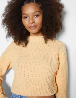 BERSHKA Pull col montant chenille Violet Flash Sale