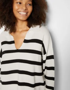 BERSHKA Pull col polo Noir Sale