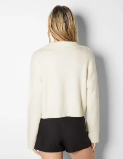BERSHKA Pull col polo Bleu Best