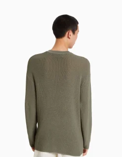 BERSHKA Pull col rond Vert Sale