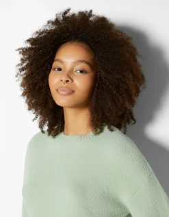 BERSHKA Pull col rond Vert Hot