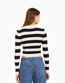 BERSHKA Pull col rond Écru Best