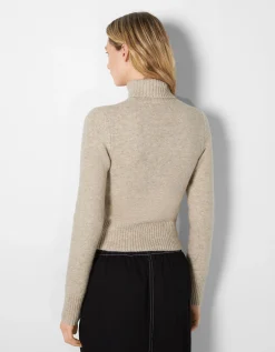 BERSHKA Pull col roulé Sable Shop