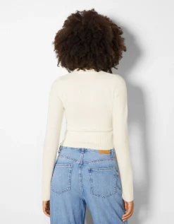 BERSHKA Pull col roulé Sable Online