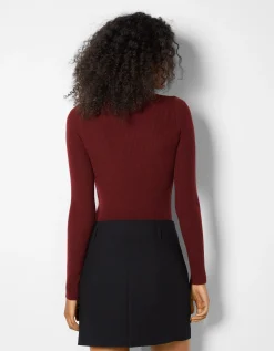 BERSHKA Pull col style collier ras du cou Grenade Cheap