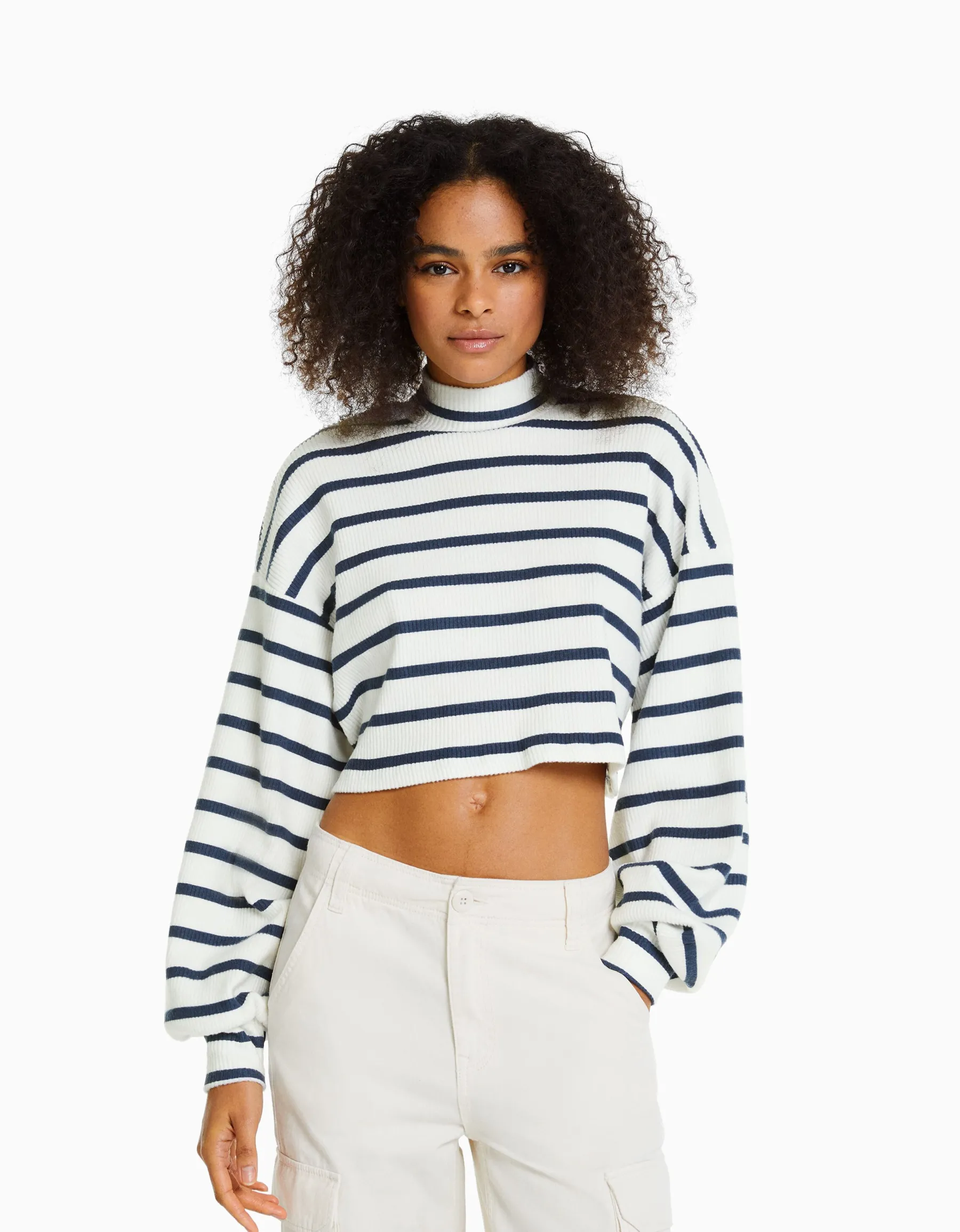 BERSHKA Pull cropped Vert New