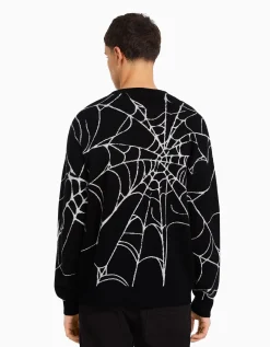 BERSHKA Pull imprimé Noir Best