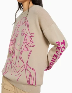 BERSHKA Pull imprimé TOKYO REVENGERS Écru Flash Sale