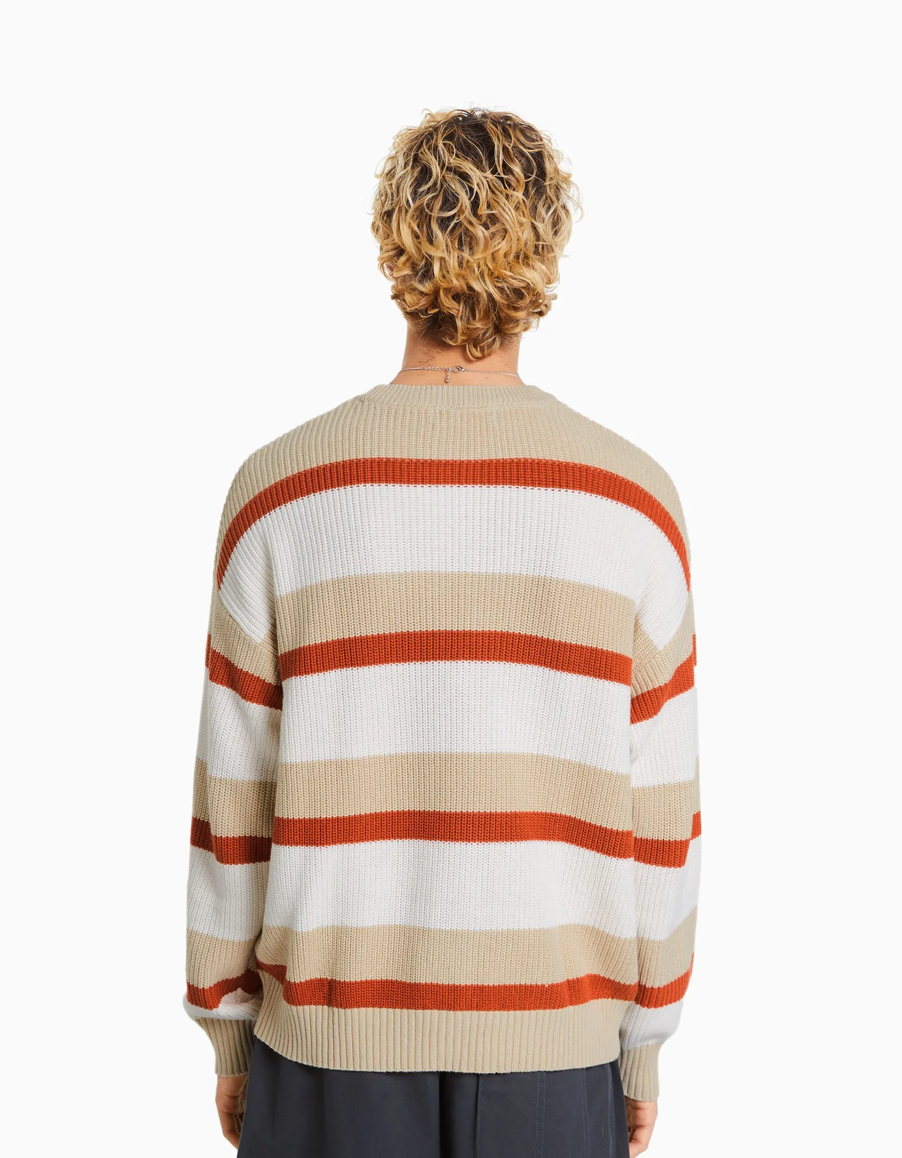BERSHKA Pull rayures horizontales Écru Sale