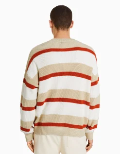 BERSHKA Pull rayures horizontales Écru Flash Sale