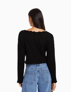 BERSHKA Pull rustique Écru Flash Sale