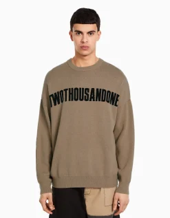 BERSHKA Pull texte Marron Fashion