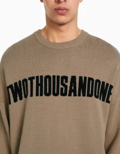 BERSHKA Pull texte Marron Fashion