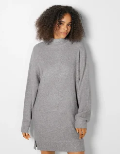 BERSHKA Robe courte manches longues Sable Best