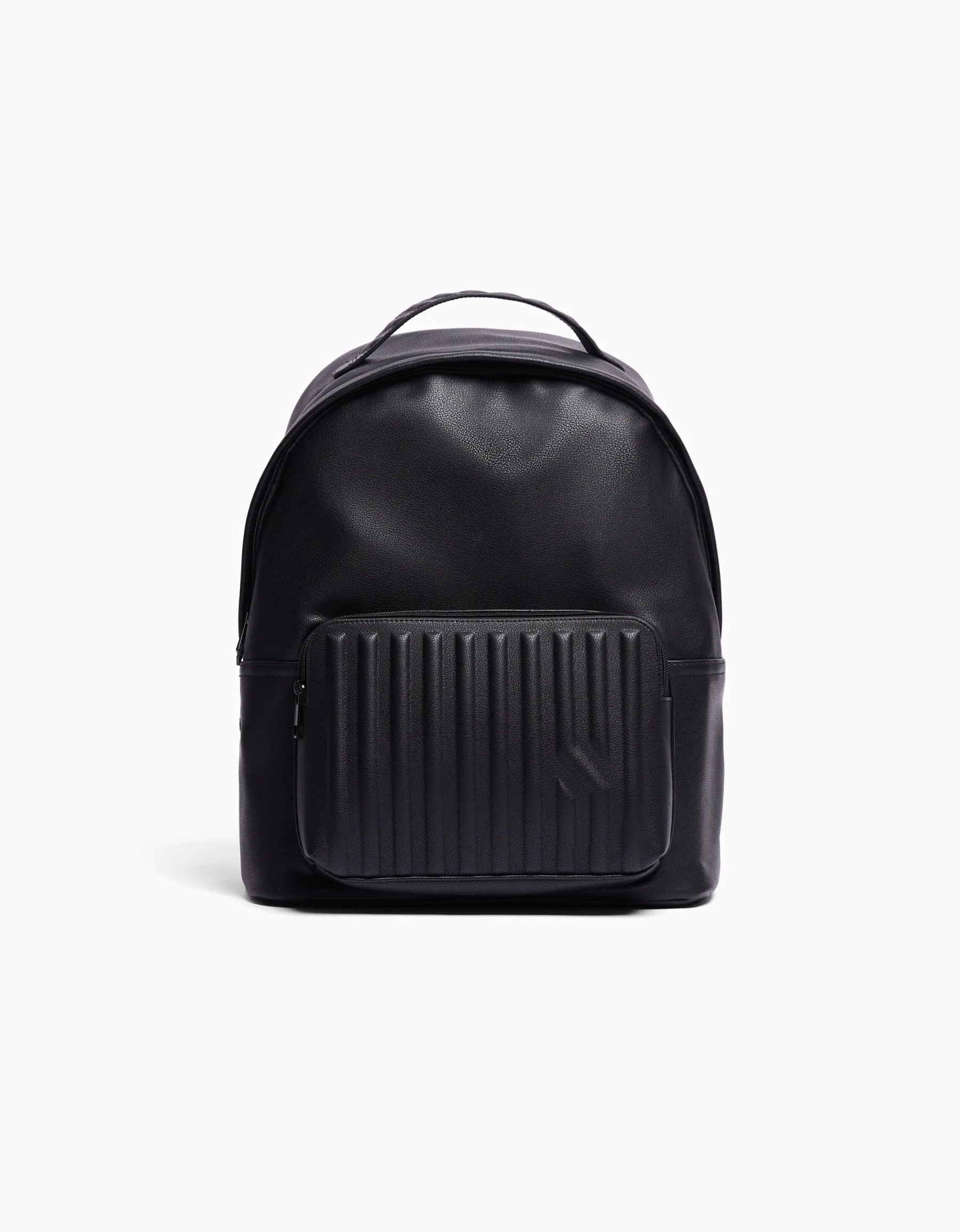 BERSHKA Sac à dos effet cuir Noir Sale