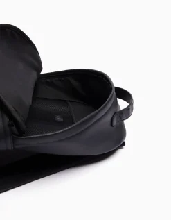 BERSHKA Sac à dos effet cuir Noir Sale