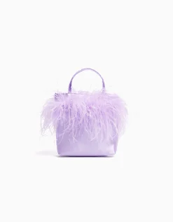 BERSHKA Sac anse plumes Violet Clearance