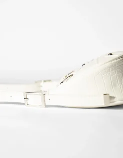 BERSHKA Sac anse similicuir rivets Blanc Outlet