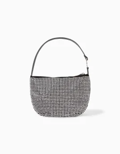 BERSHKA Sac anse strass Noir New