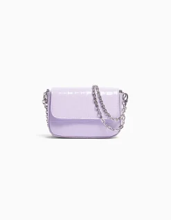 BERSHKA Sac anses chaînes effet verni Blanc Best