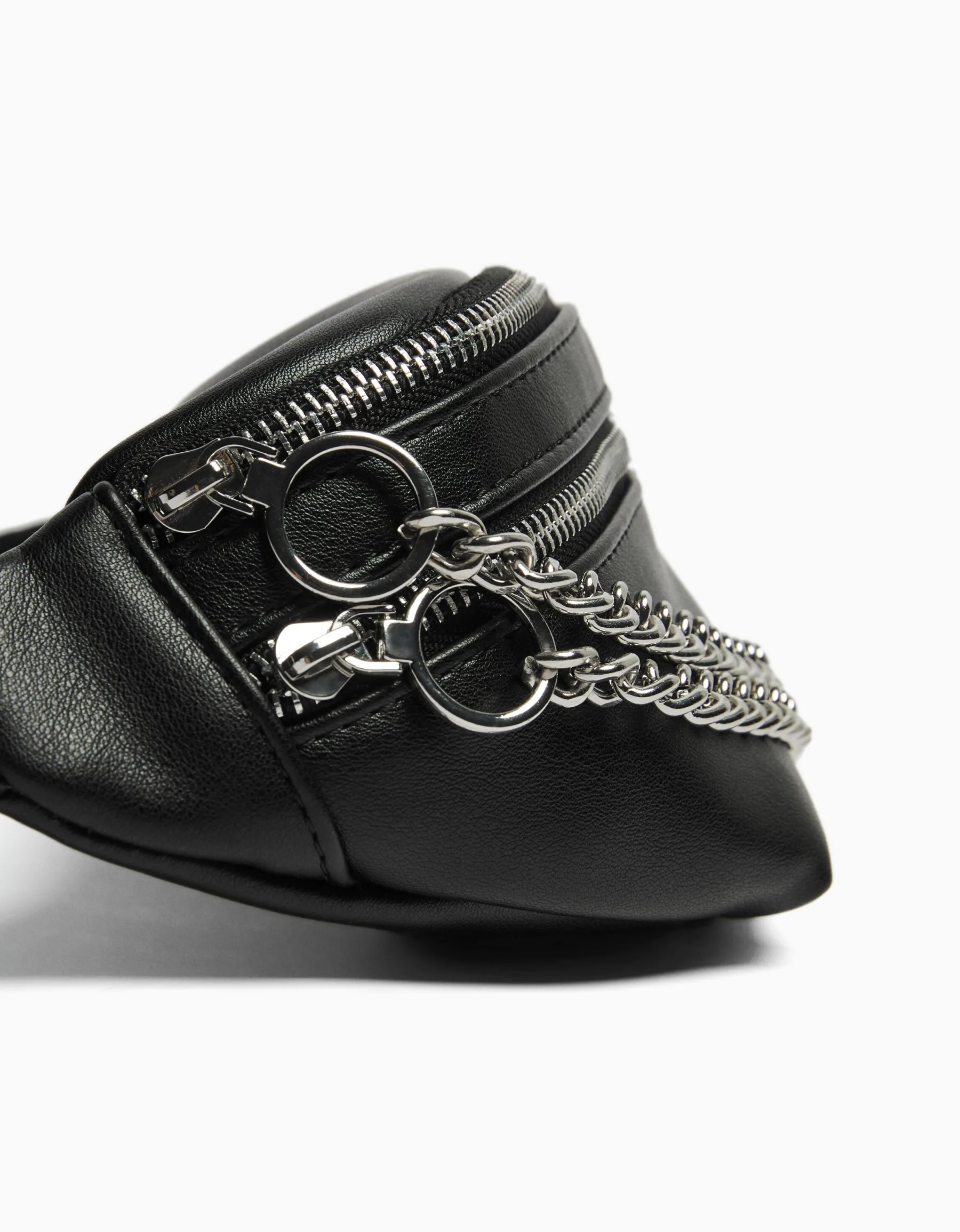 BERSHKA Sac banane similicuir Noir Flash Sale