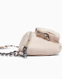 BERSHKA Sac banane tissu fermetures Éclair Écru Clearance