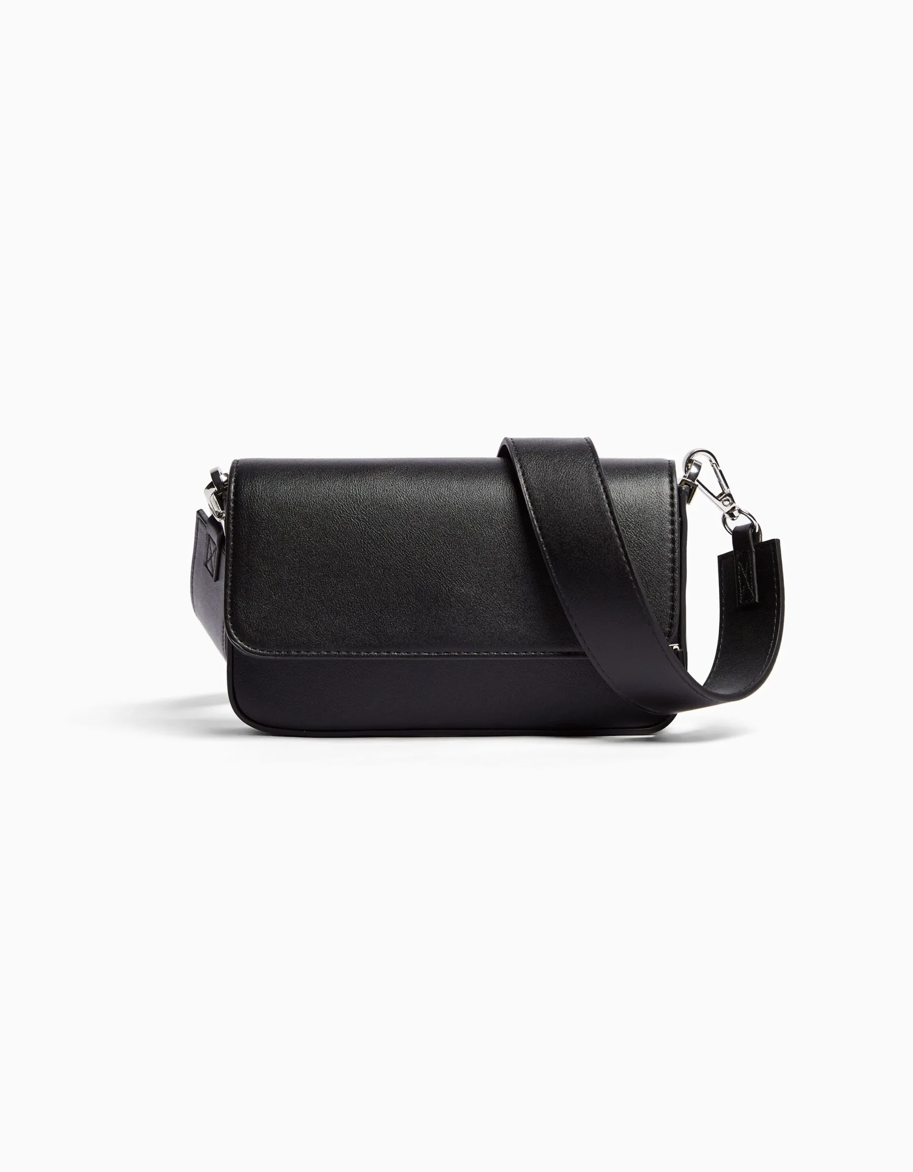 BERSHKA Sac bandoulière rigide Noir Discount