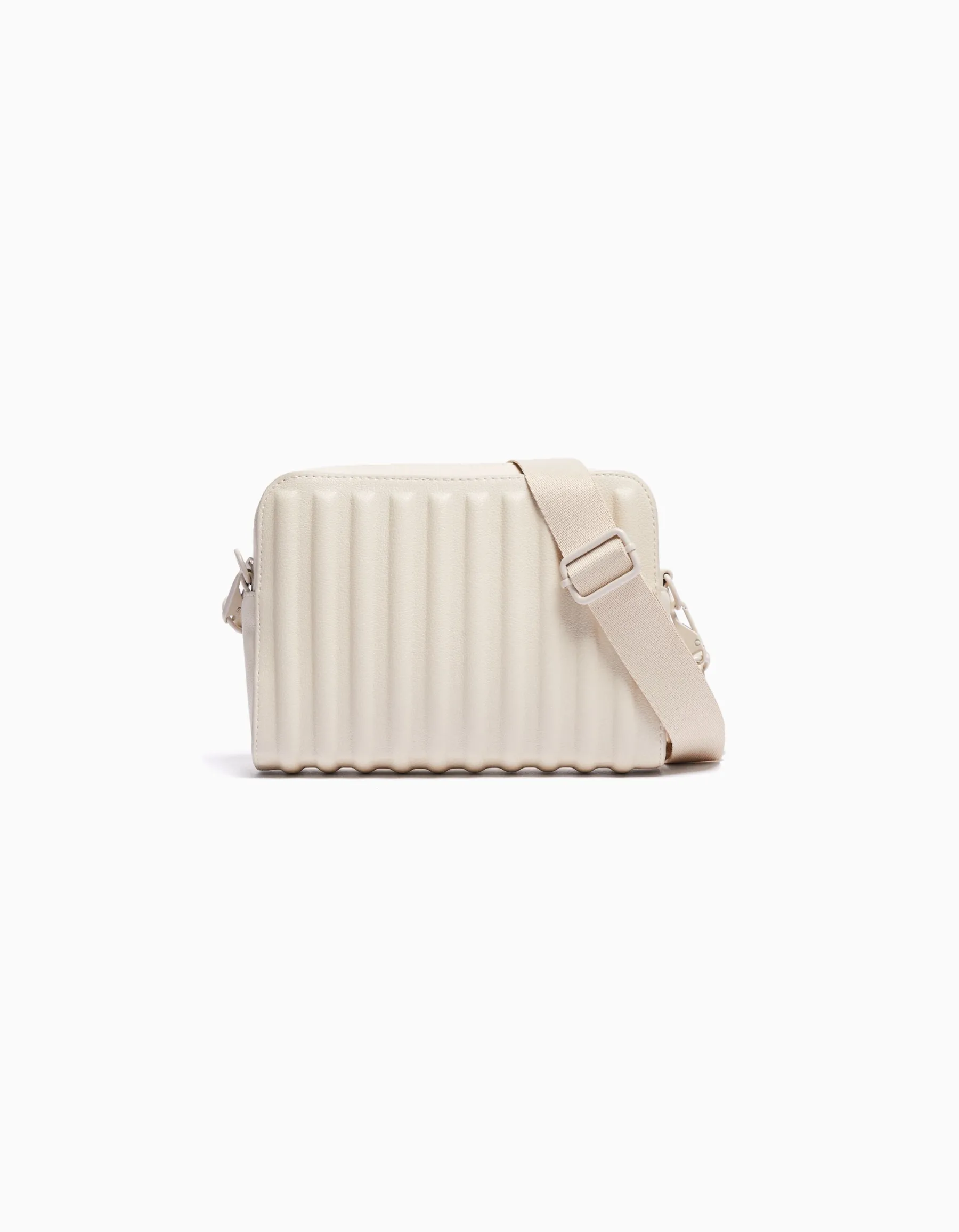 BERSHKA Sac bandoulière similicuir Écru Flash Sale