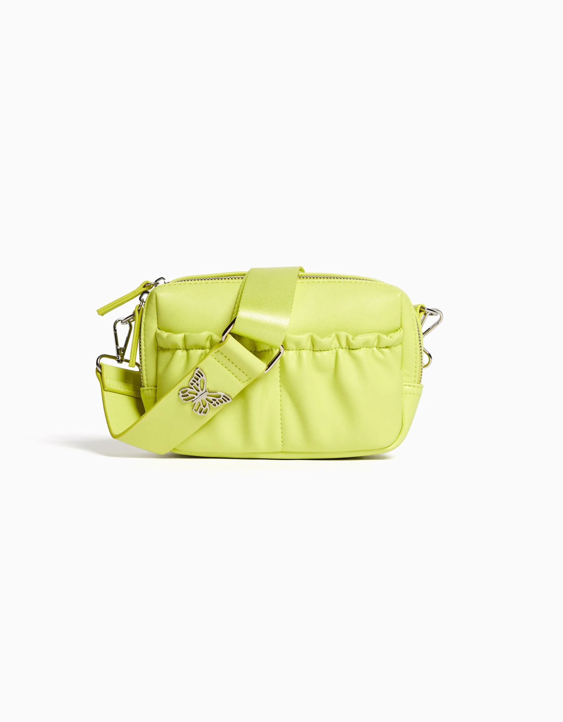 BERSHKA Sac bandoulière similicuir papillon Lime Best Sale