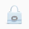 BERSHKA Sac bijou anse chaîne gravé imprimé animal Bleu clair New