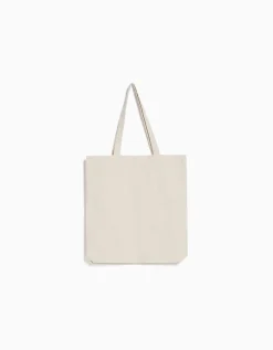 BERSHKA Sac cabas toile imprimé Écru Cheap