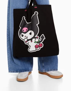 BERSHKA Sac cabas toile imprimé Kuromi Noir Flash Sale