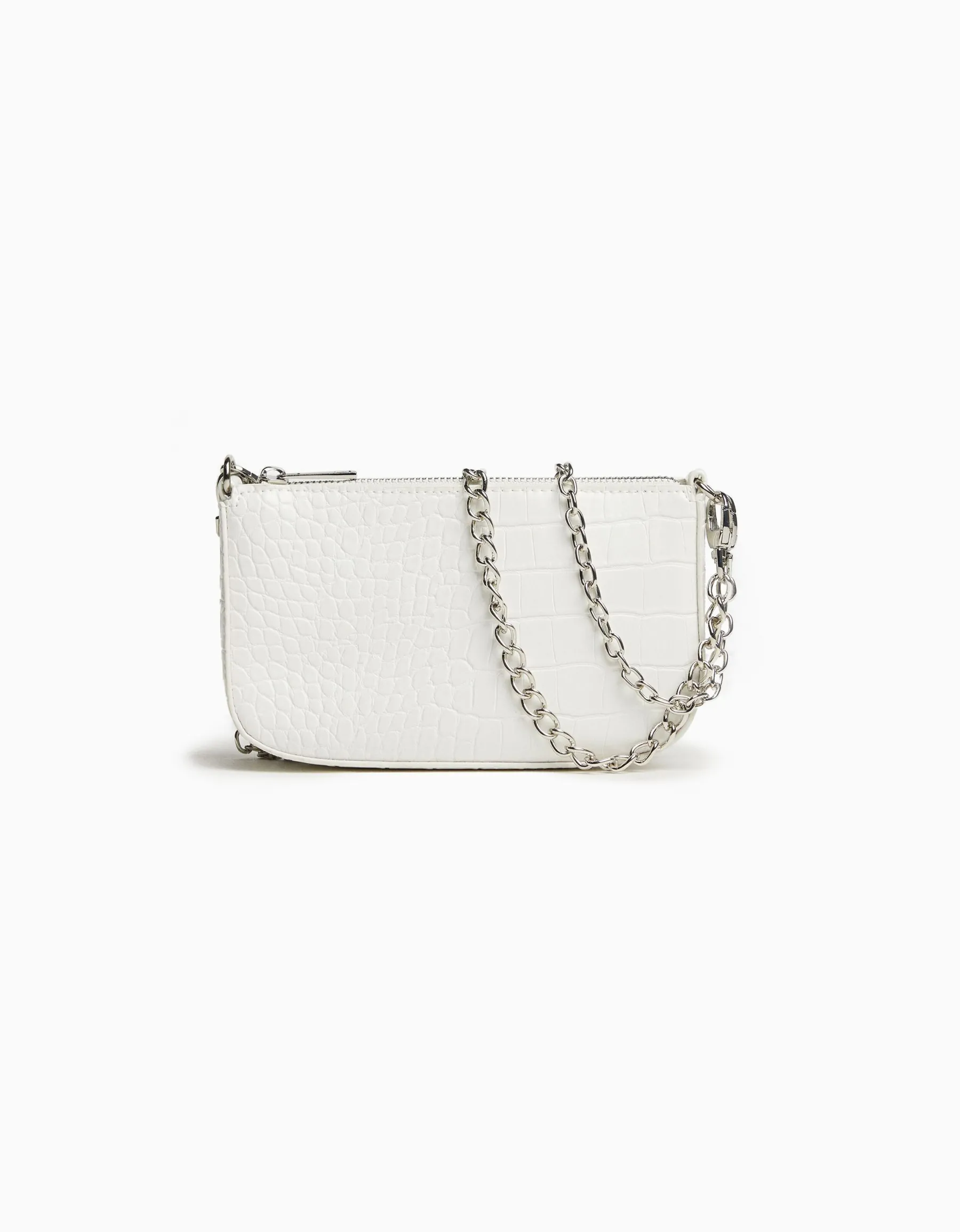 BERSHKA Sac chaîne imitation croco Blanc Shop