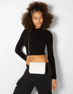 BERSHKA Sac matelassé anse chaîne Blanc Hot