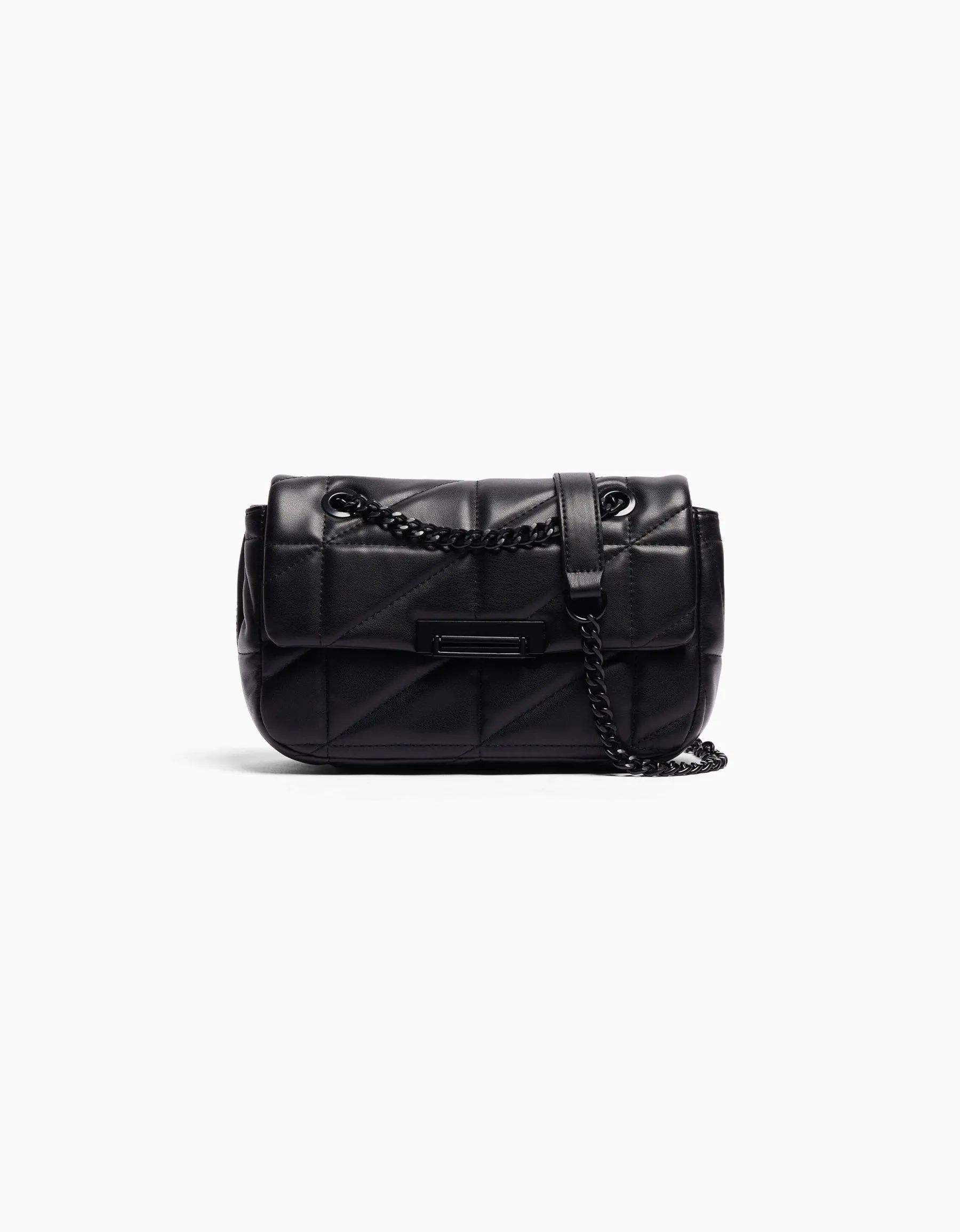 BERSHKA Sac matelassé chaîne Noir Sale