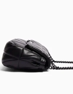 BERSHKA Sac matelassé chaîne Noir Sale