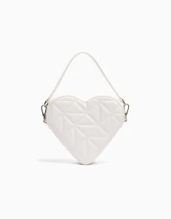BERSHKA Sac matelassé cœur anse réglable Blanc Best Sale