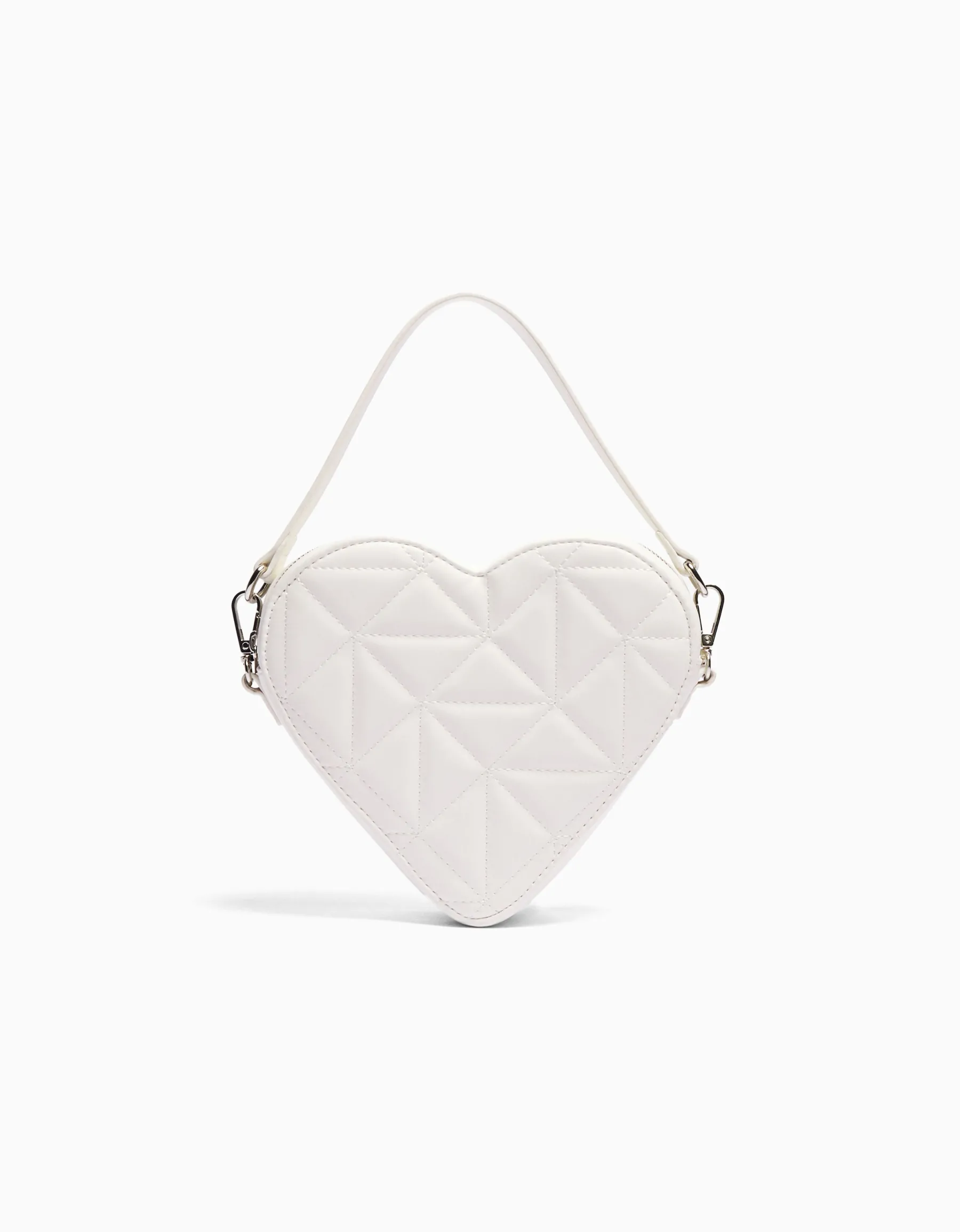 BERSHKA Sac matelassé cœur anse réglable Blanc Best Sale