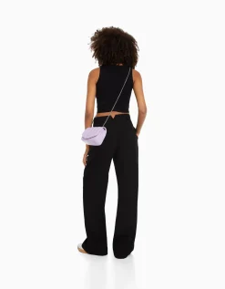 BERSHKA Sac matelassé vertical anse chaîne Blanc Shop