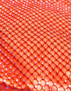 BERSHKA Sac mesh anse chaîne Orange Best